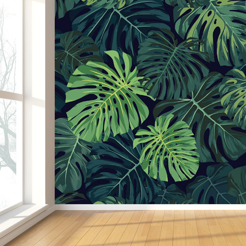 Grünes Botanisches Blatt-Muraltapete für Wohnzimmer Pflanzen Wandkunst, Maßgeschneidert