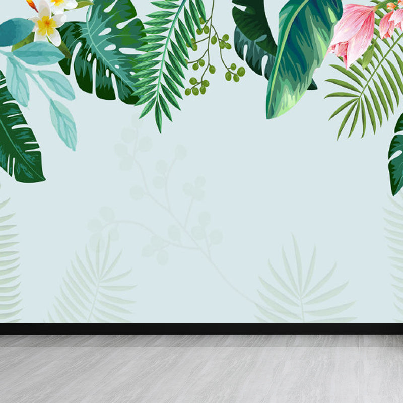 Grünes Botanisches Blatt-Muraltapete für Wohnzimmer Pflanzen Wandkunst, Maßgeschneidert