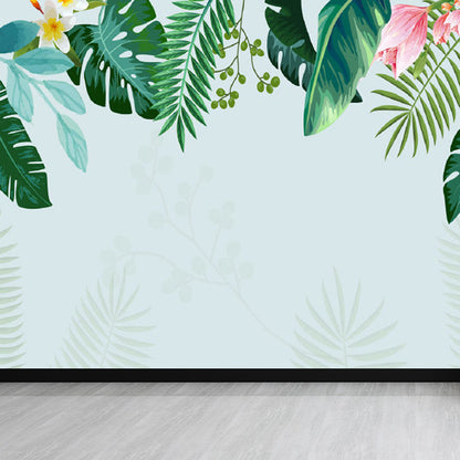 Grünes Botanisches Blatt-Muraltapete für Wohnzimmer Pflanzen Wandkunst, Maßgeschneidert