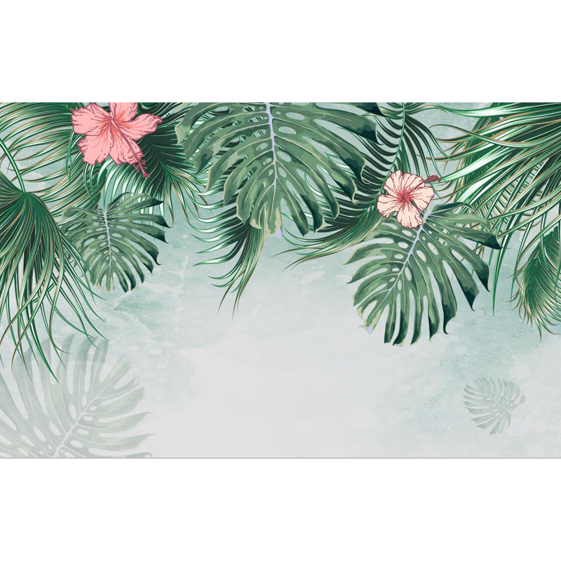 Grünes Botanisches Blatt-Muraltapete für Wohnzimmer Pflanzen Wandkunst, Maßgeschneidert