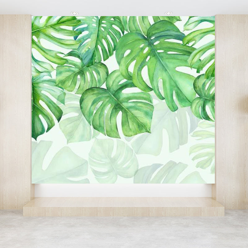 Grünes Botanisches Blatt-Muraltapete für Wohnzimmer Pflanzen Wandkunst, Maßgeschneidert