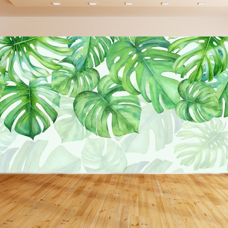 Grünes Botanisches Blatt-Muraltapete für Wohnzimmer Pflanzen Wandkunst, Maßgeschneidert