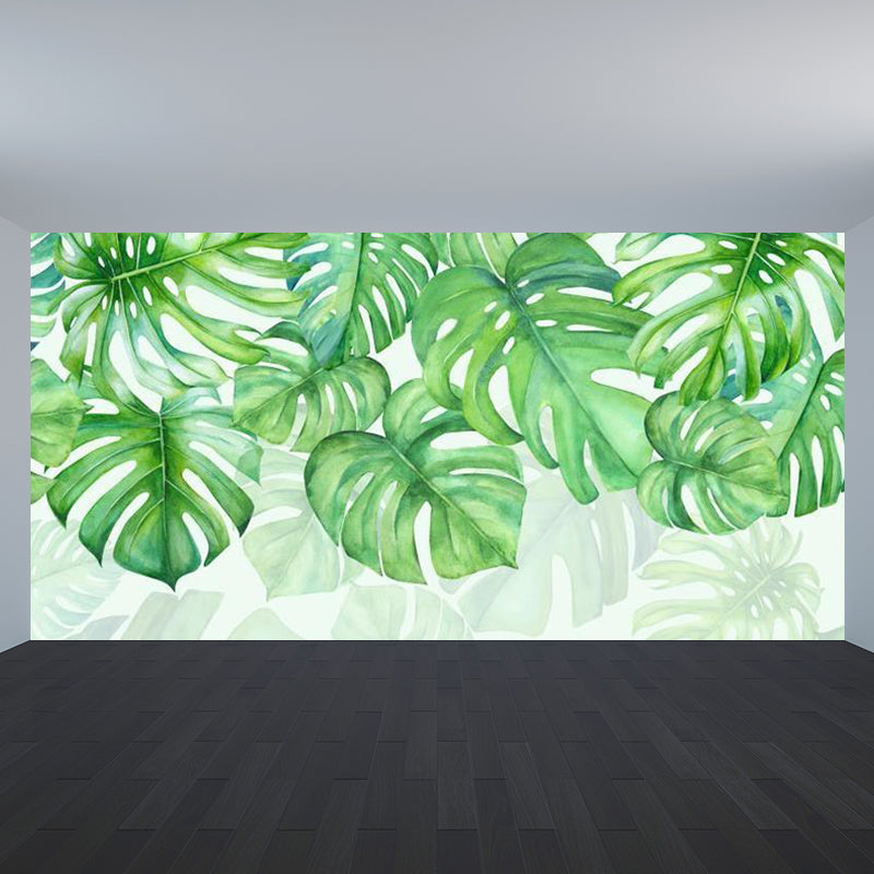 Grünes Botanisches Blatt-Muraltapete für Wohnzimmer Pflanzen Wandkunst, Maßgeschneidert
