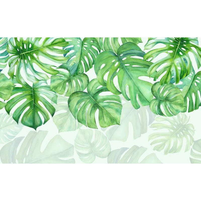 Grünes Botanisches Blatt-Muraltapete für Wohnzimmer Pflanzen Wandkunst, Maßgeschneidert