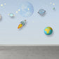 Helle blaue Planeten Wandtapete Feuchtigkeitsbeständige Wandkunst für die Inneneinrichtung des Hauses