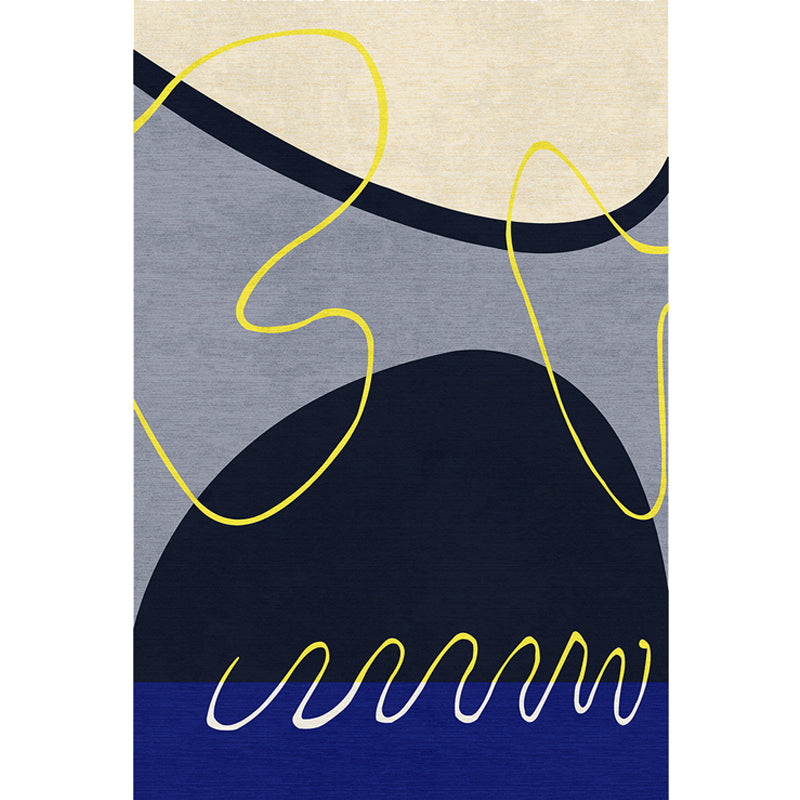 Frendorf | Blau und Grünes Abstraktes Teppich Polyester Modernistischer Teppich Waschbar Haustierfreundlicher Teppich für Wohnzimmer