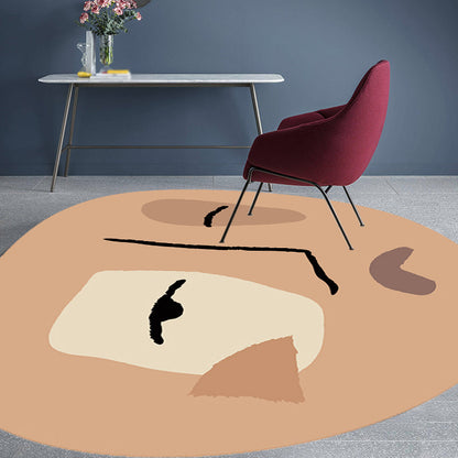 Frendorf | Braun Unregelmäßiger Schlafzimmerteppich Neuheit Abstraktes Malerei Muster Bereichsteppich Polyester Haustierfreundlicher Teppich