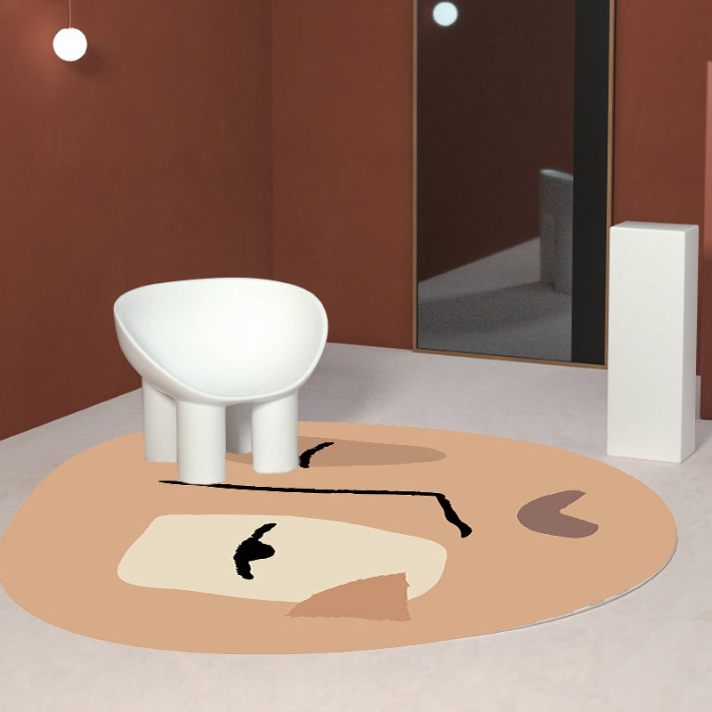 Frendorf | Braun Unregelmäßiger Schlafzimmerteppich Neuheit Abstraktes Malerei Muster Bereichsteppich Polyester Haustierfreundlicher Teppich