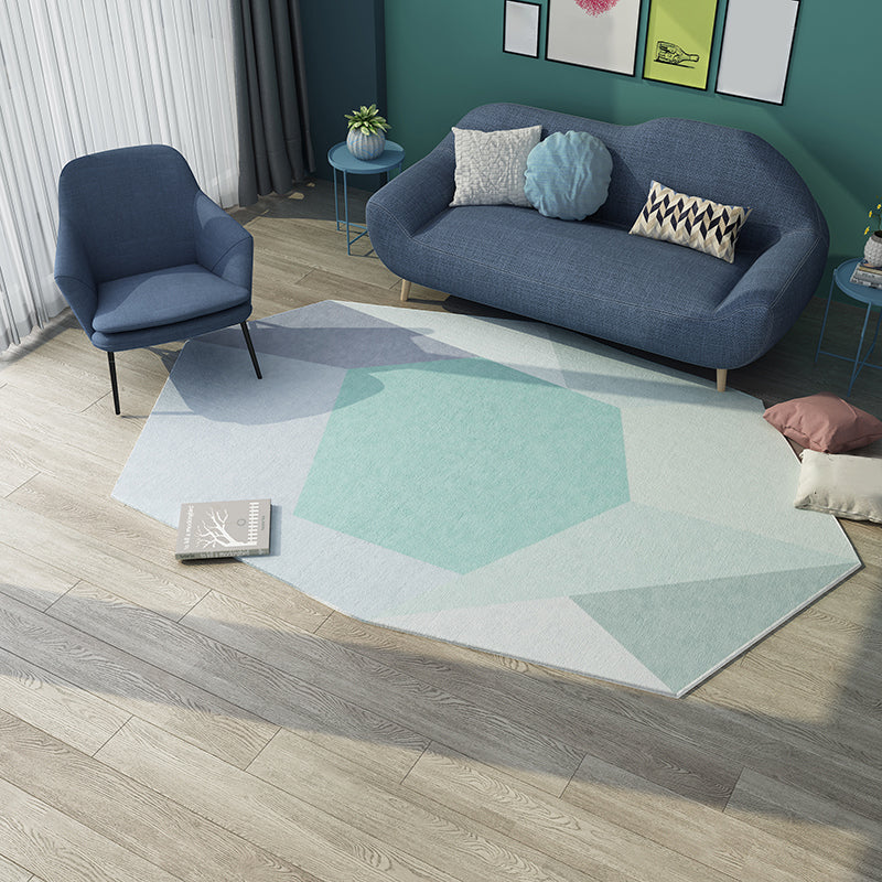Frendorf | Groene en Blauwe Onregelmatige Vloerkleed Slaapkamer Novelty Kleurenblokpatroon Gebied Vloerkleed Polyester Vlekbestendige Tapijt