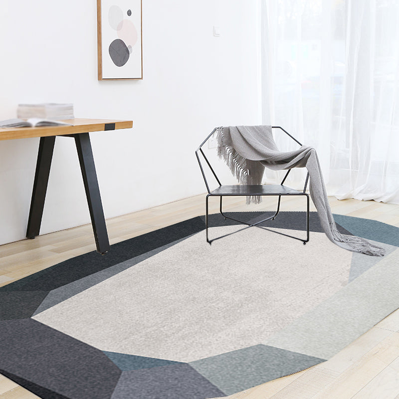 Frendorf | Gry und Blaues Irreguläres Teppich Schlafzimmer Neuheit Farbblockmuster Teppich Polyester Waschbarer Teppich