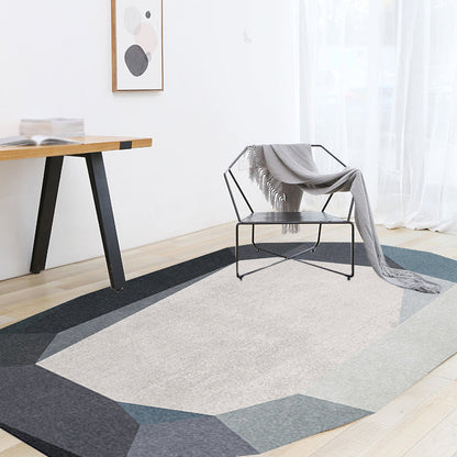 Frendorf | Gry und Blaues Irreguläres Teppich Schlafzimmer Neuheit Farbblockmuster Teppich Polyester Waschbarer Teppich