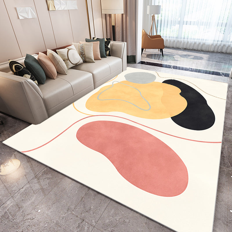 Frendorf | Beige Abstracte Tapijt Polyester Moderne Tapijt Antislip Achtergrond Huisdiervriendelijk Gebiedtapijt voor Woonkamer
