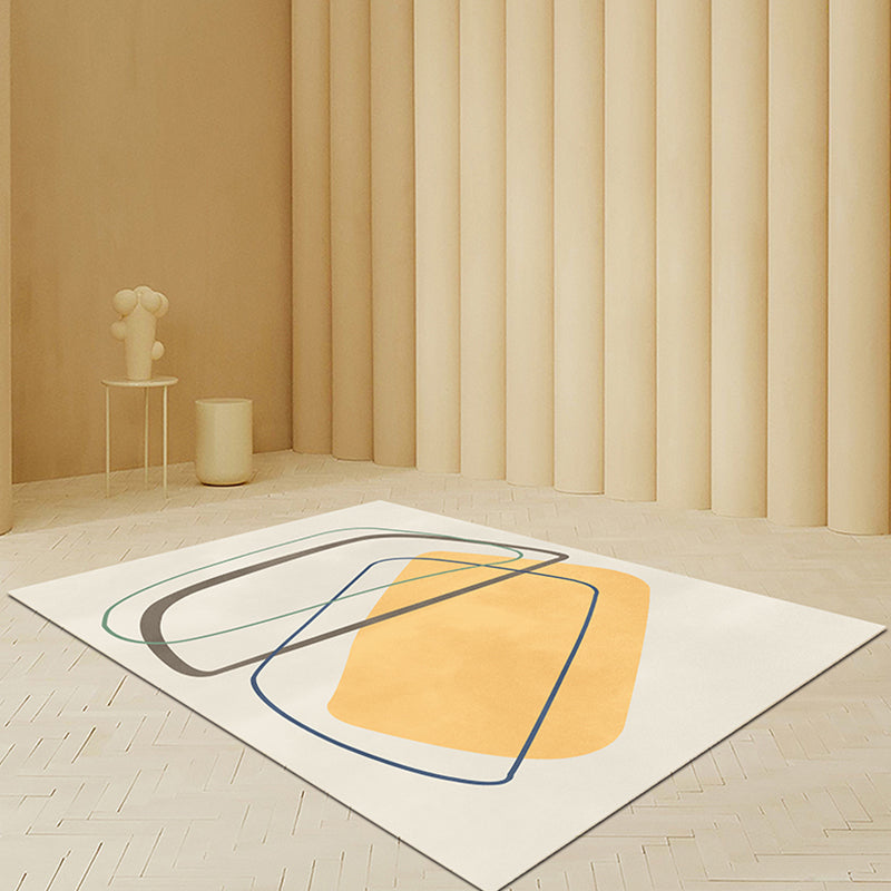 Frendorf | Beige Abstract Teppich Polyester Moderner Teppich Rutschfeste Rückseite Haustierfreundlicher Teppich für das Wohnzimmer