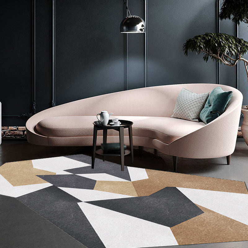 Frendorf | Moderne Noviteit Onregelmatige Vloerkleed in Zwart en Bruin Kleurblokpatroon Vloerkleed Polyester Wasbaar Tapijt voor Huisdecoratie