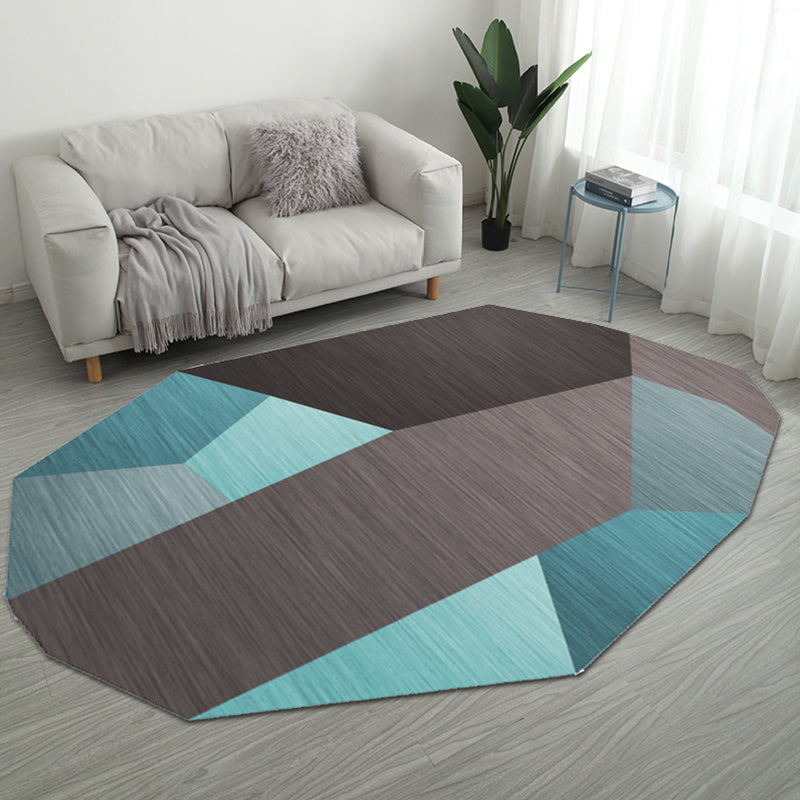 Frendorf | Casual Bedroom Irregular Teppich in Grau und Elfenbein Farbblockdruck Teppich Polyester Waschbarer Bereichsteppich
