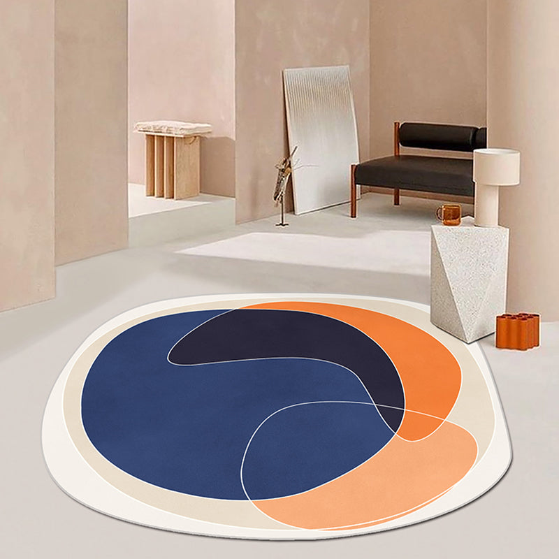 Frendorf | Oranje en Blauwe Onregelmatige Tapijt Slaapkamer Noviteit Kleurblokpatroon Gebiedstapijt Polyester Antislip Tapijt