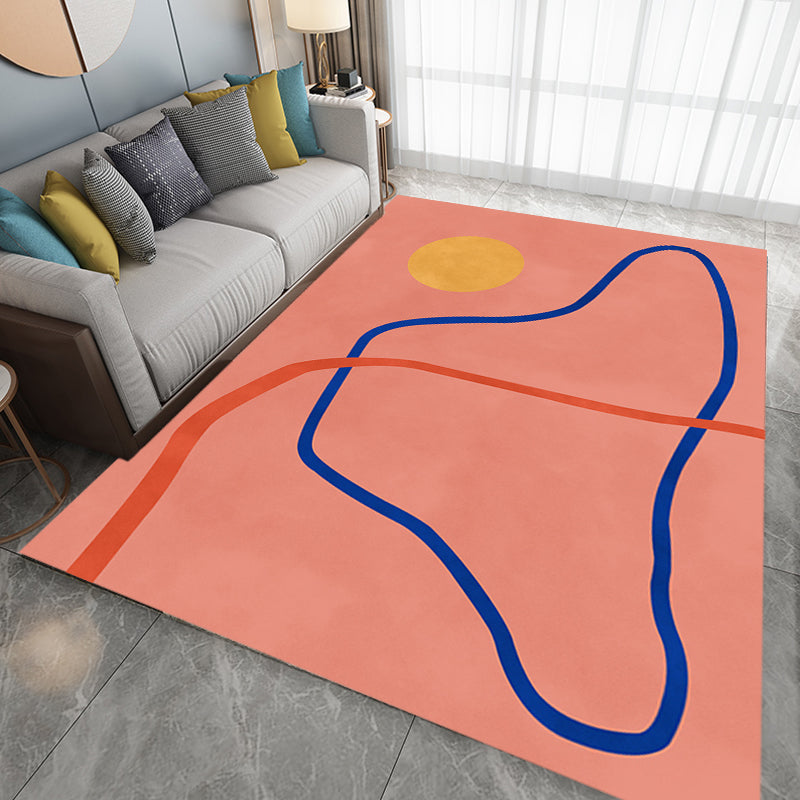 Frendorf | Novelty Abstract Teppich Pink und Gelb Polyester Teppich Rutschfeste Unterlage Haustierfreundlicher Teppich für das Wohnzimmer