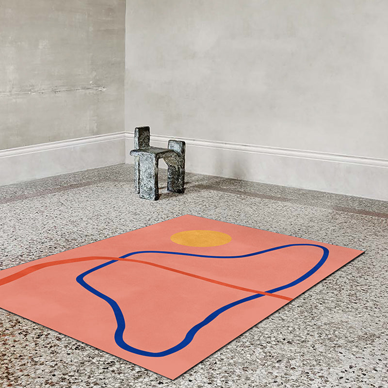 Frendorf | Novelty Abstract Teppich Pink und Gelb Polyester Teppich Rutschfeste Unterlage Haustierfreundlicher Teppich für das Wohnzimmer