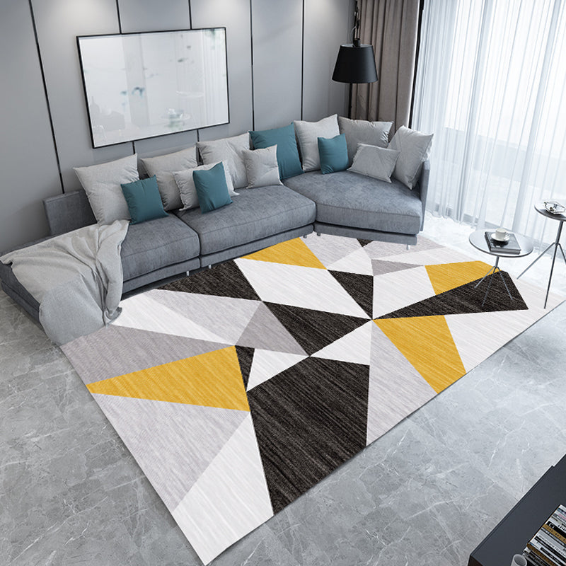 Frendorf | Einzigartiger Farbblock Geometrisches Muster Teppich Polyester Moderner Teppich Haustierfreundlich Rutschfeste Unterlage Teppich für Wohnzimmer