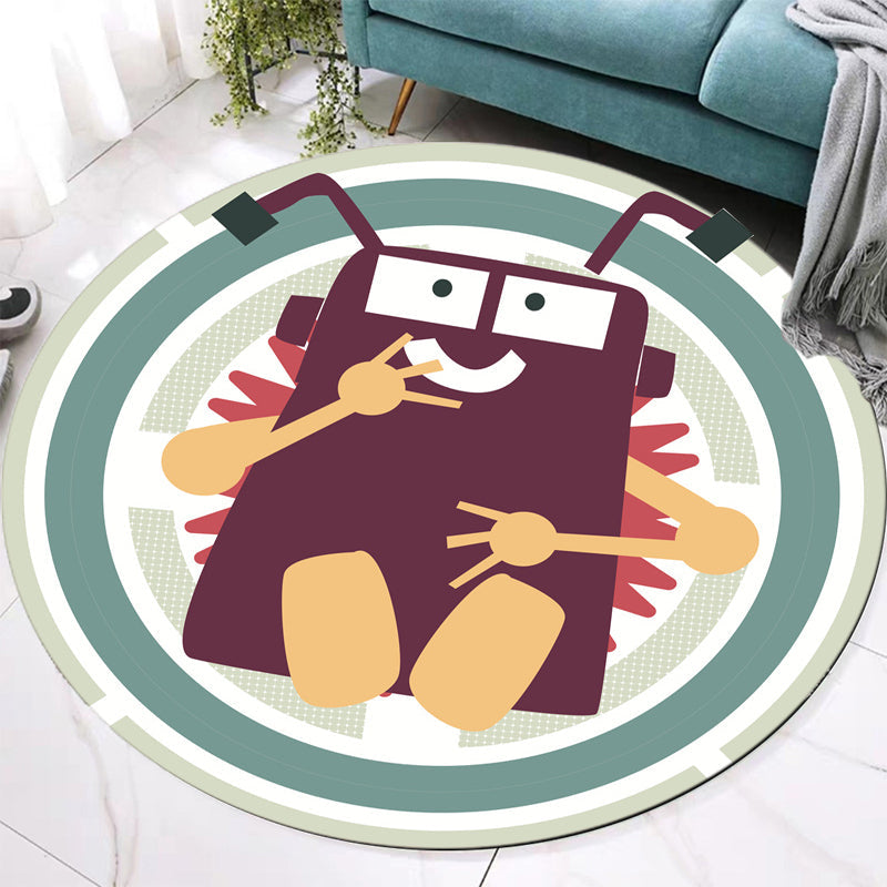 Frendorf | Stijlvolle Cartoon Karakter Patroon Tapijt Groen Kindertapijt Polyester Wasbaar Diervriendelijk Antislip Tapijt voor Kinderkamer