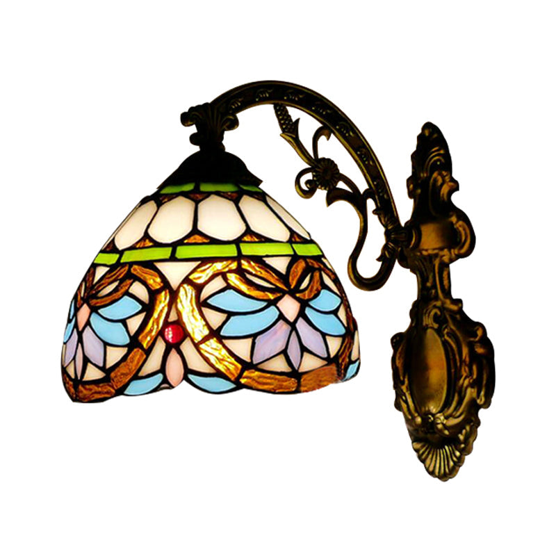 Frendorf | 1 Licht Kogellamp Wandlamp Victoriaans Gevelde Glas Op/Omlaag Wandverlichting met Gebogen Arm in Messing