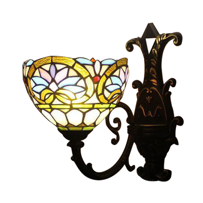 Frendorf | 1 Licht Kogellamp Wandlamp Victoriaans Gevelde Glas Op/Omlaag Wandverlichting met Gebogen Arm in Messing