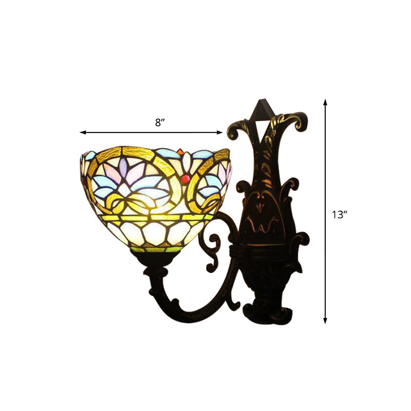 Frendorf | 1 Licht Kogellamp Wandlamp Victoriaans Gevelde Glas Op/Omlaag Wandverlichting met Gebogen Arm in Messing