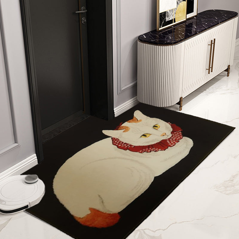 Frendorf | Nieuwheid Kat Patroon Tapijt Rood en Zwart Polyester Wasbaar Diervriendelijk Gebied Tapijt voor Decoratie