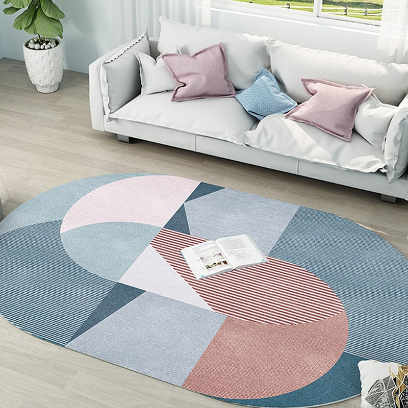 Frendorf | Grijze en Blauwe Slaapkamer Tapijt Noviteit Kleurblok Streep Patroon Gebied Tapijt Polyester Huisdiervriendelijk Tapijt