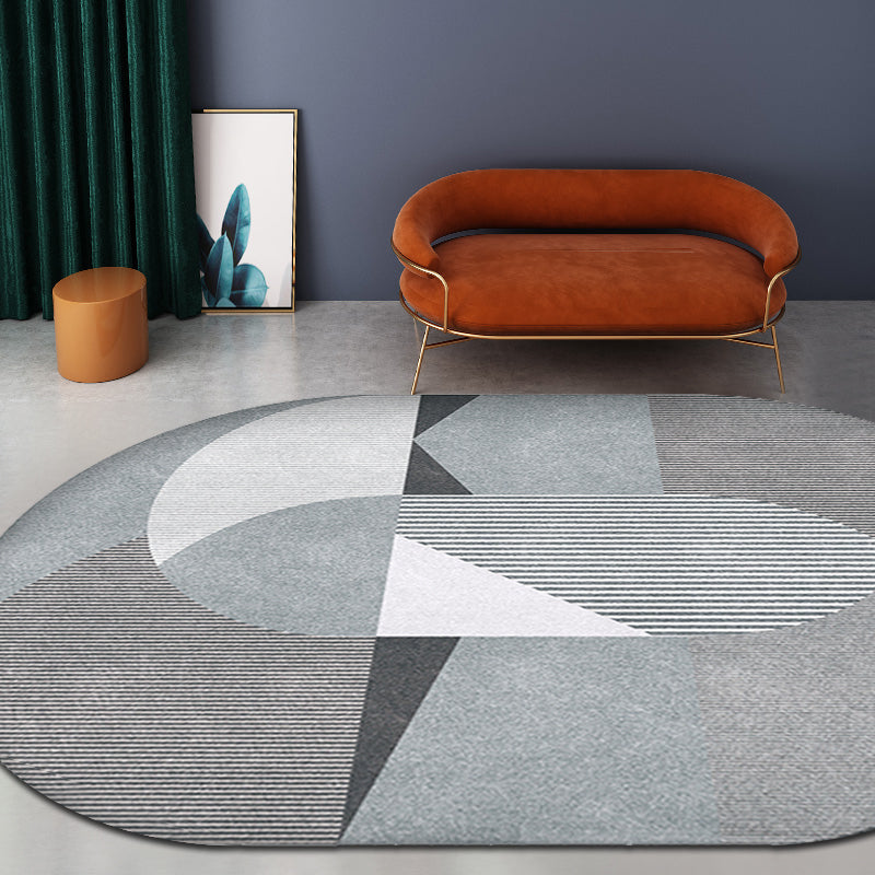 Frendorf | Grijze en Blauwe Slaapkamer Tapijt Noviteit Kleurblok Streep Patroon Gebied Tapijt Polyester Huisdiervriendelijk Tapijt
