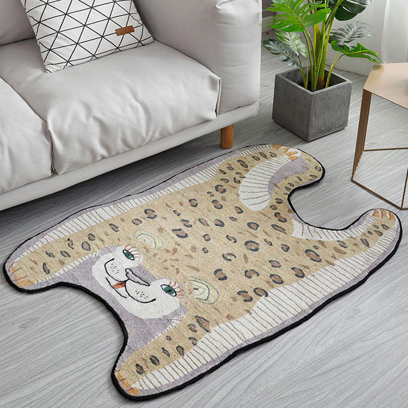 Frendorf | Kinderen Irreguliere Slaapkamer Tapijt in Geel en Paars Dier Leopard Print Tapijt Polyester Antislip Achterkant Gebied Tapijt