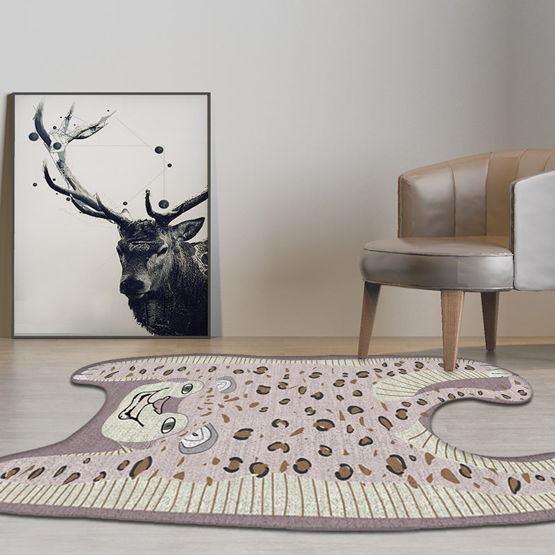 Frendorf | Kinderen Irreguliere Slaapkamer Tapijt in Geel en Paars Dier Leopard Print Tapijt Polyester Antislip Achterkant Gebied Tapijt