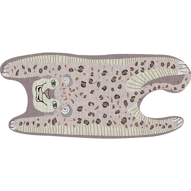 Frendorf | Kinderen Irreguliere Slaapkamer Tapijt in Geel en Paars Dier Leopard Print Tapijt Polyester Antislip Achterkant Gebied Tapijt