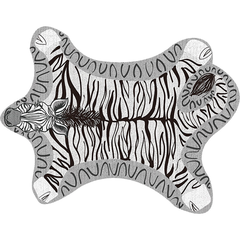 Frendorf | Uniek Kids Irregulaire Tapijt in Geel en Grijs Dier Zebra Patroon Tapijt Polyester Wasbaar Tapijt voor Kinderkamer