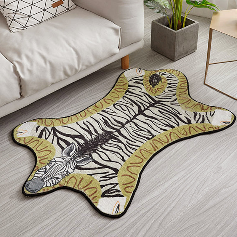 Frendorf | Uniek Kids Irregulaire Tapijt in Geel en Grijs Dier Zebra Patroon Tapijt Polyester Wasbaar Tapijt voor Kinderkamer