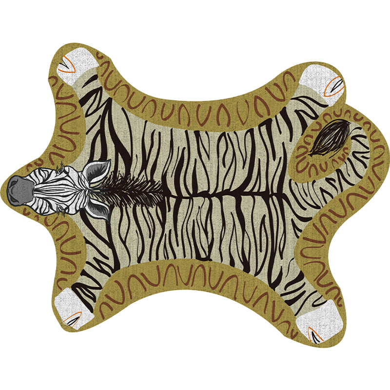 Frendorf | Uniek Kids Irregulaire Tapijt in Geel en Grijs Dier Zebra Patroon Tapijt Polyester Wasbaar Tapijt voor Kinderkamer