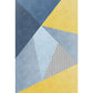 Frendorf | Einfacher Colorblock Teppich mit gestreiftem Muster Blau und Gelb Polyester Teppich Waschbar Haustierfreundlich Rutschfester Teppich für Wohnzimmer