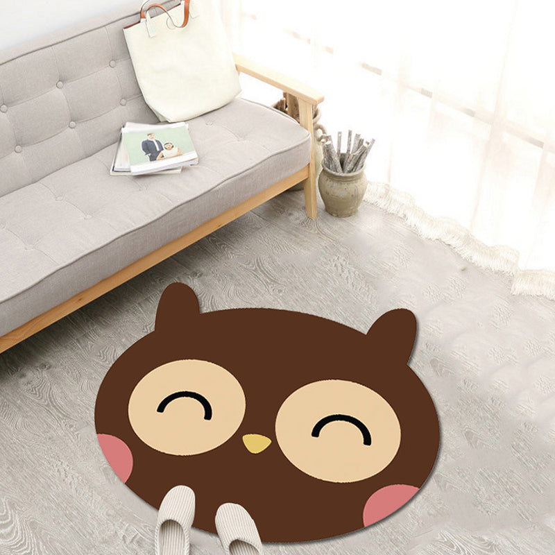 Frendorf | Kawaii Cartoon Dierenpatroon Tapijt Bruin en Geel Kinder Tapijt Polyester Wasbaar Huisdier Vriendelijk Antislip Vloerkleed voor Kinderkamer