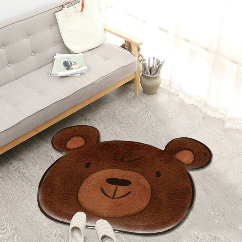 Frendorf | Kawaii Cartoon Dierenpatroon Tapijt Bruin en Geel Kinder Tapijt Polyester Wasbaar Huisdier Vriendelijk Antislip Vloerkleed voor Kinderkamer