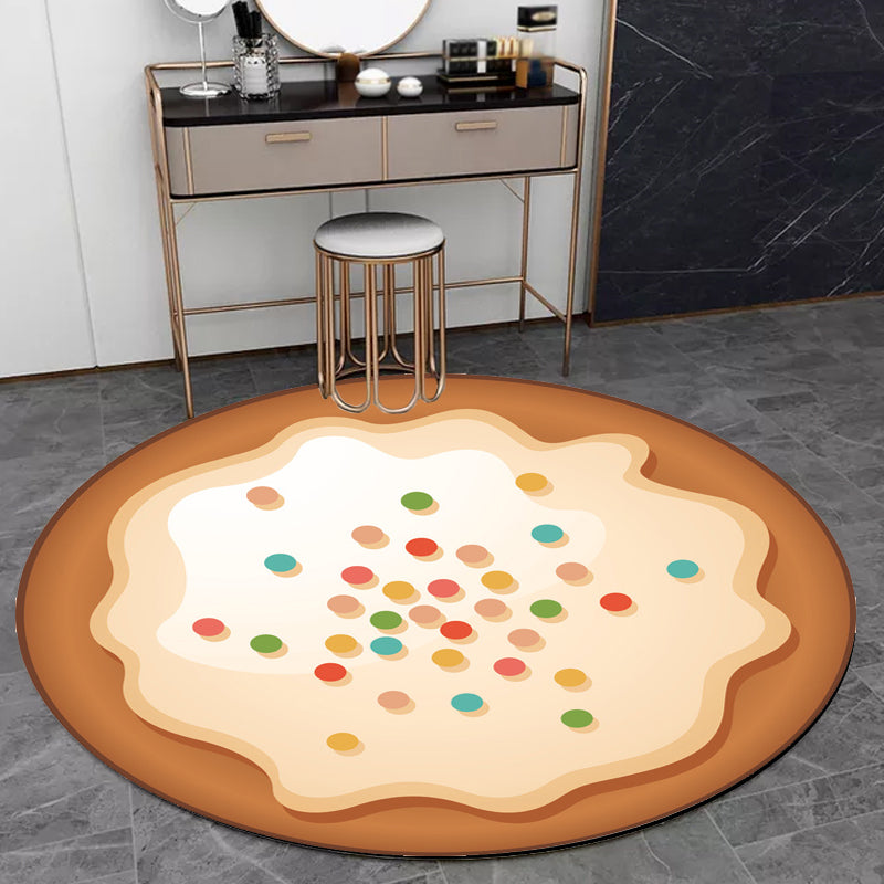 Frendorf | Novelty Cake Pattern Teppich Braun und Lila Kinder Teppich Polyester Haustierfreundlich Waschbarer Bereich Teppich für das Kinderzimmer
