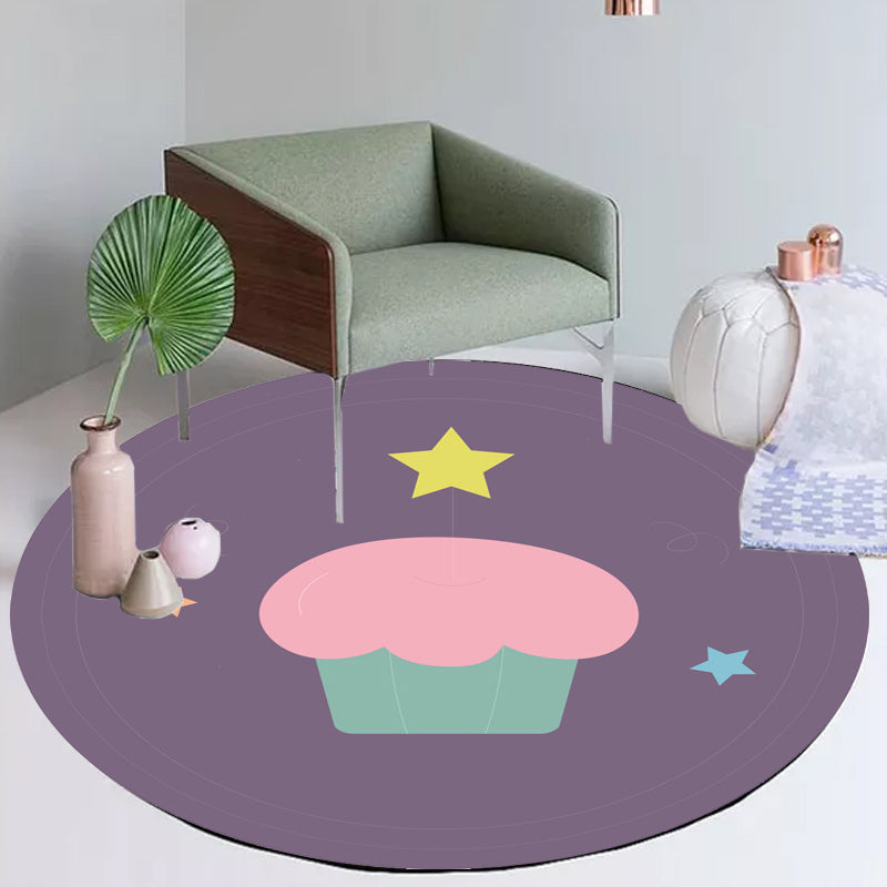 Frendorf | Novelty Cake Pattern Teppich Braun und Lila Kinder Teppich Polyester Haustierfreundlich Waschbarer Bereich Teppich für das Kinderzimmer