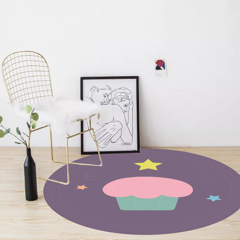 Frendorf | Novelty Cake Pattern Teppich Braun und Lila Kinder Teppich Polyester Haustierfreundlich Waschbarer Bereich Teppich für das Kinderzimmer