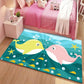 Kinder Cartoon Delfin Muster Teppich mit Stern Grün und Blau Polyester Teppich Waschbar Haustierfreundlich Rutschfester Teppich für das Kinderzimmer