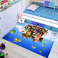 Frendorf | Kinderen Cartoon Karakter Patroon Tapijt Roze en Blauw Polyester Tapijt Wasbaar Huisdiervriendelijk Antislip Gebied Tapijt voor Kinderslaapkamer