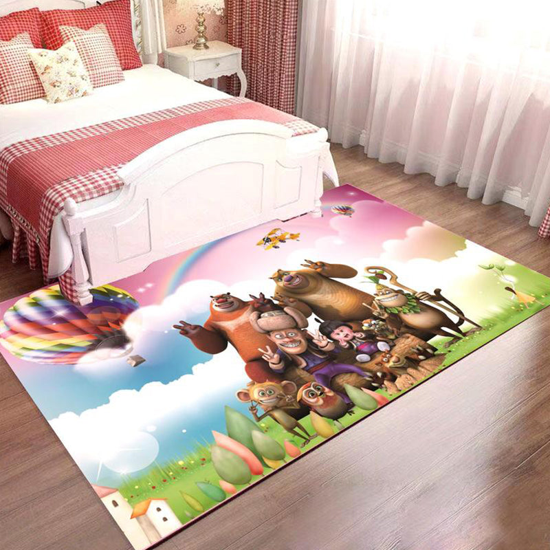 Frendorf | Kinderen Cartoon Karakter Patroon Tapijt Roze en Blauw Polyester Tapijt Wasbaar Huisdiervriendelijk Antislip Gebied Tapijt voor Kinderslaapkamer