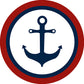 Einzigartiger Navigationsmuster-Teppich mit Schiff und Anker Blau und Weiß Kinderteppich Polyester Waschbar Haustierfreundlicher Anti-Rutsch-Teppich für das Kinderzimmer