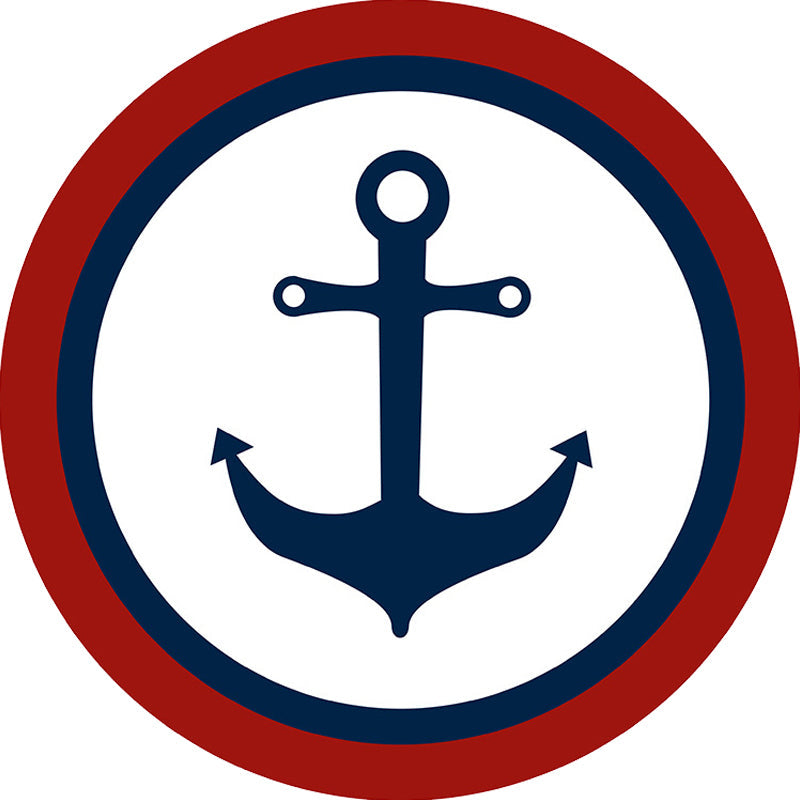Einzigartiger Navigationsmuster-Teppich mit Schiff und Anker Blau und Weiß Kinderteppich Polyester Waschbar Haustierfreundlicher Anti-Rutsch-Teppich für das Kinderzimmer