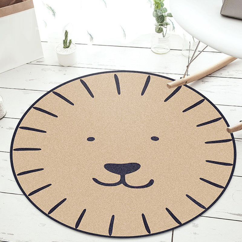 Frendorf | Kinderen Cartoon Dierenpatroon Tapijt Abrikoos en Groen Polyester Tapijt Wasbaar Huisdiervriendelijk Antislip Gebiedtapijt voor Kinderkamer
