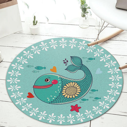 Frendorf | Kinderen Cartoon Dierenpatroon Tapijt Abrikoos en Groen Polyester Tapijt Wasbaar Huisdiervriendelijk Antislip Gebiedtapijt voor Kinderkamer