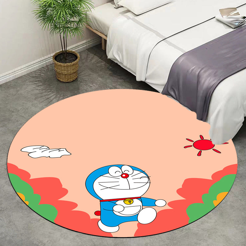 Frendorf | Kids Cartoon Cat Pattern Rug Roze en Rood Polyester Tapijt Wasbaar Huisdiervriendelijk Antislip Vloerkleed voor Kinderkamer
